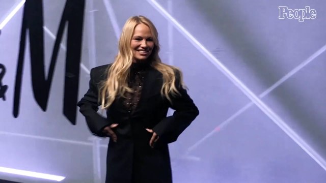 Pamela Anderson Serves Star Power in an All-Black Sheer Catsuit and Tailored Blazer Look