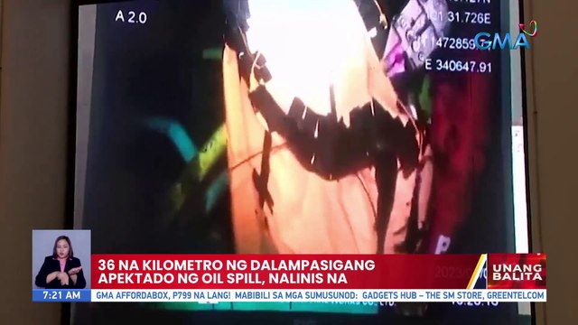 36 na kilometro ng dalampasigang apektado ng oil spill, nalinis na | UB