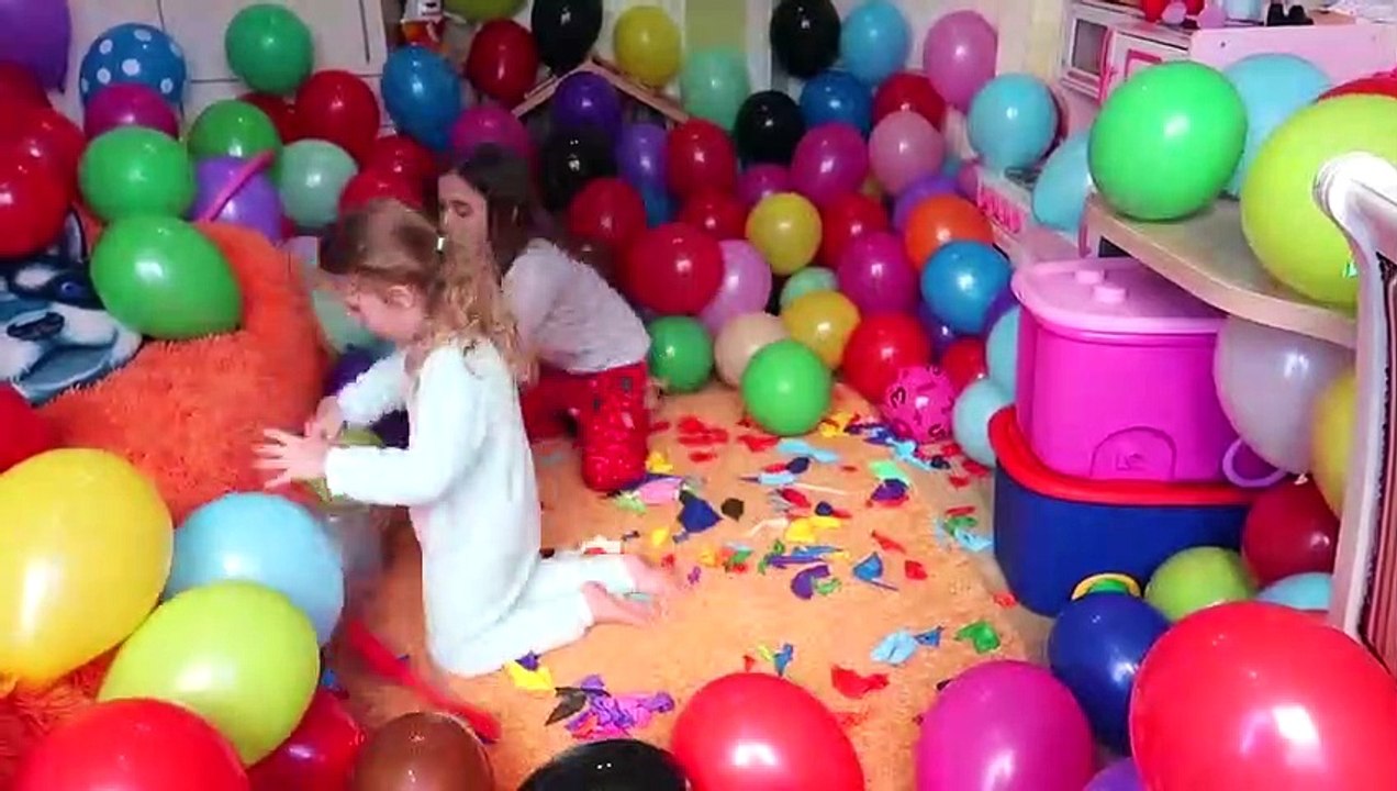 Balloon room _ Children Play and Break Balloons _ Kids Video