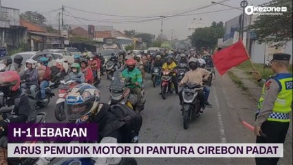 H-1 Lebaran, Arus Pemudik Motor di Pantura Cirebon Padat Merayap