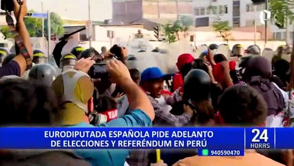 Eurodiputada española pide adelanto de elecciones y referéndum en Perú