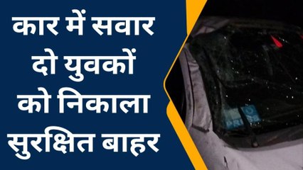 रानीवाड़ा: गौवंश को बचाने के चक्कर में अनियंत्रित होकर पलटी कार, देखें फिर...