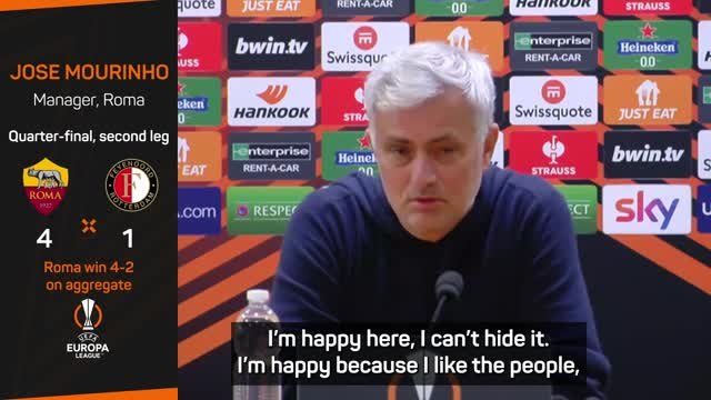 Mourinho 'happy' at Europa League semi-finalists Roma