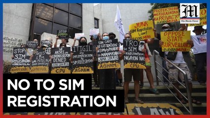 Protesters mass at DICT against SIM registration law