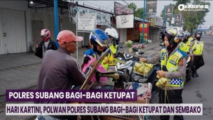 Hari Kartini, Polwan Polres Subang Bagi-Bagi Ketupat dan Sembako