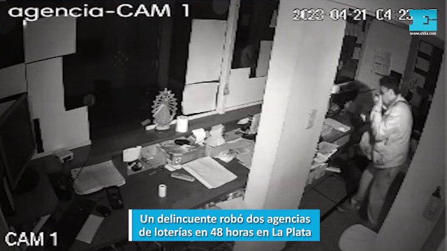 Un delincuente robó dos agencias de loterías en 48 horas en La Plata