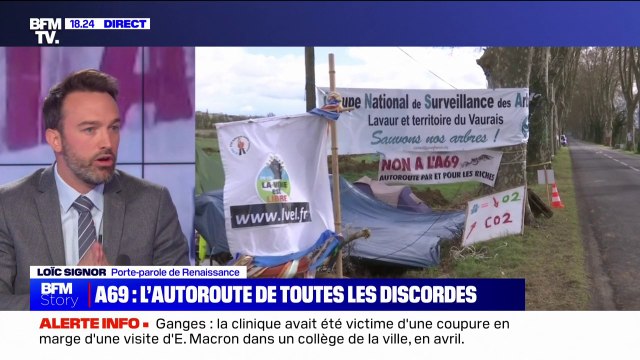 Projet A69: Loïc Signor (Renaissance) espère qu'on ne revive pas les images vues à Sainte-Soline