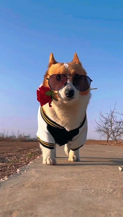 Dog walk in dancing mode