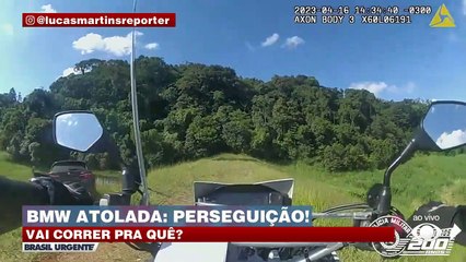 PM persegue BMW até carro de luxo atolar em SP 21/04/2023 23:50:02