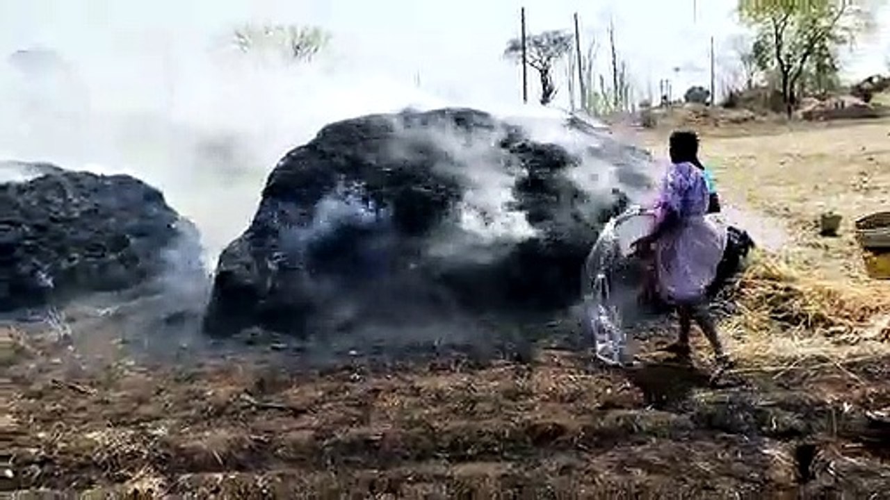 A fire broke out in a wheat field