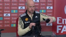 Erik ten Hag inadvertently drops microphone during FA Cup press conference