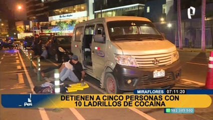 Miraflores: Detienen a cinco personas con 10 ladrillos de cocaína