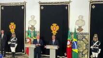 Discurso de Lula e presidente de Portugal, Marcelo Rebelo de Sousa, e, Lisboa
