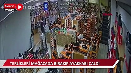 Tải video: Mağazada terliği bırakıp, ayakkabıyı çaldı 