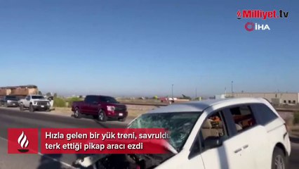 Texas’ta yük treni raylardaki aracı biçti