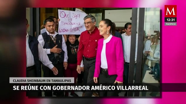 Américo Villareal recibe a Claudia Sheinbaum en su gira por Tamaulipas