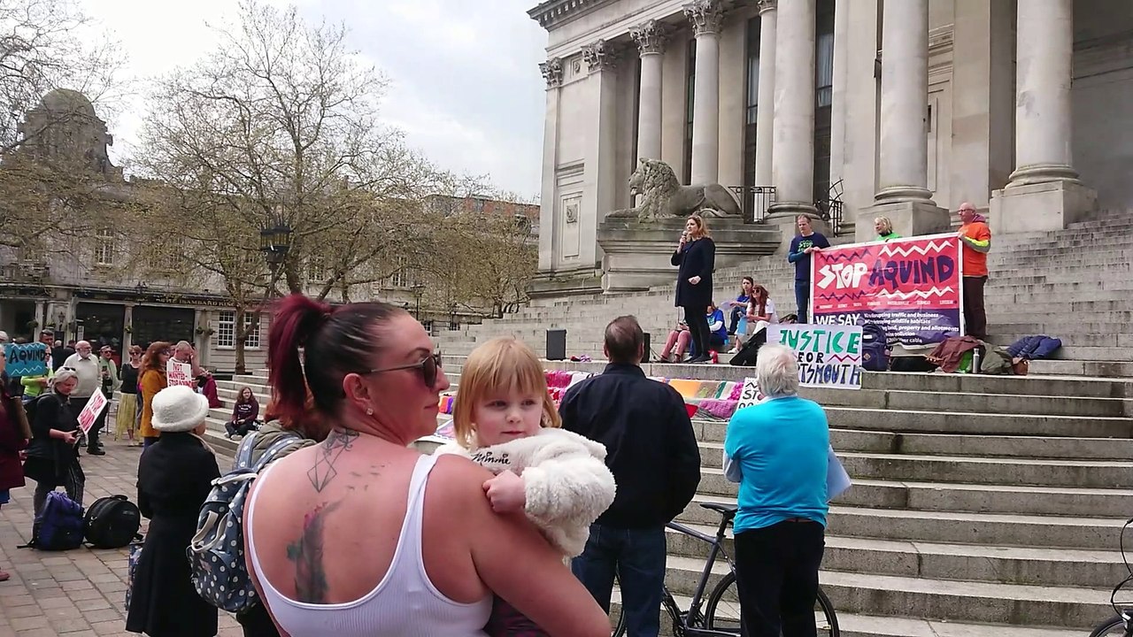 Portsmouth North MP Penny Mordaunt slams Aquind interconnector programme at protest in Guildhall Square