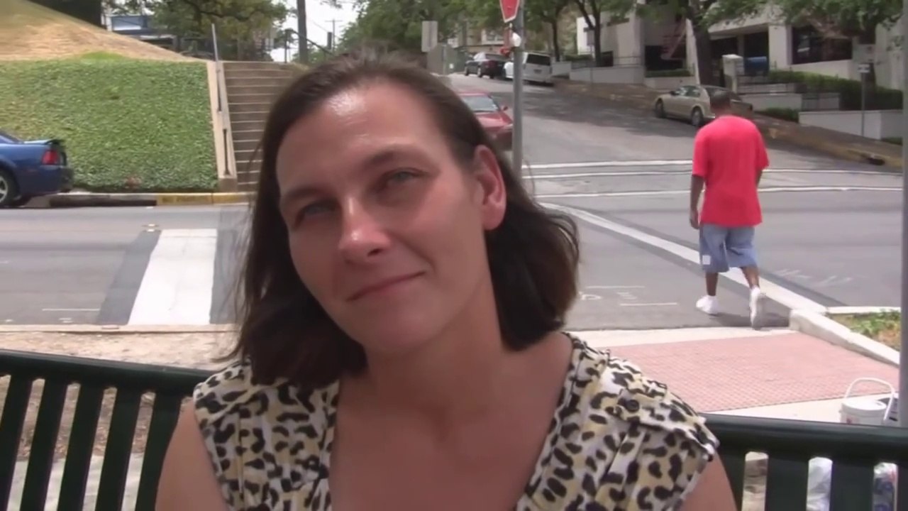 Kathy is homeless in Austin, every night she sleeps on a bus bench.