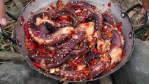 Yummy! Octopus salad Cooking with spicy chili So delicious food - Survival cooking