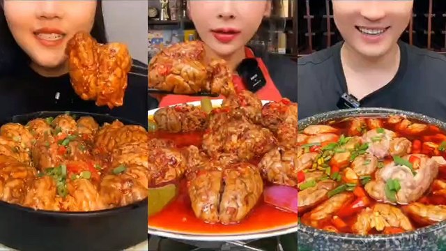 ASMR Chinese YUMMY FOOD——Spicy Pig Brain, Mukbang, ASMR Eating, Eating Show, Chinese Food Eating, Yummy Food, Sweet Food.