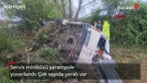 Servis minibüsü şarampole yuvarlandı: Yaralılar var