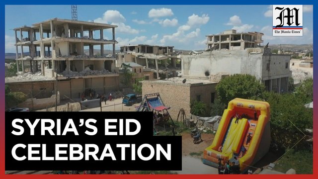 Syrian children celebrate Eid at makeshift amusement park amid quake rubble