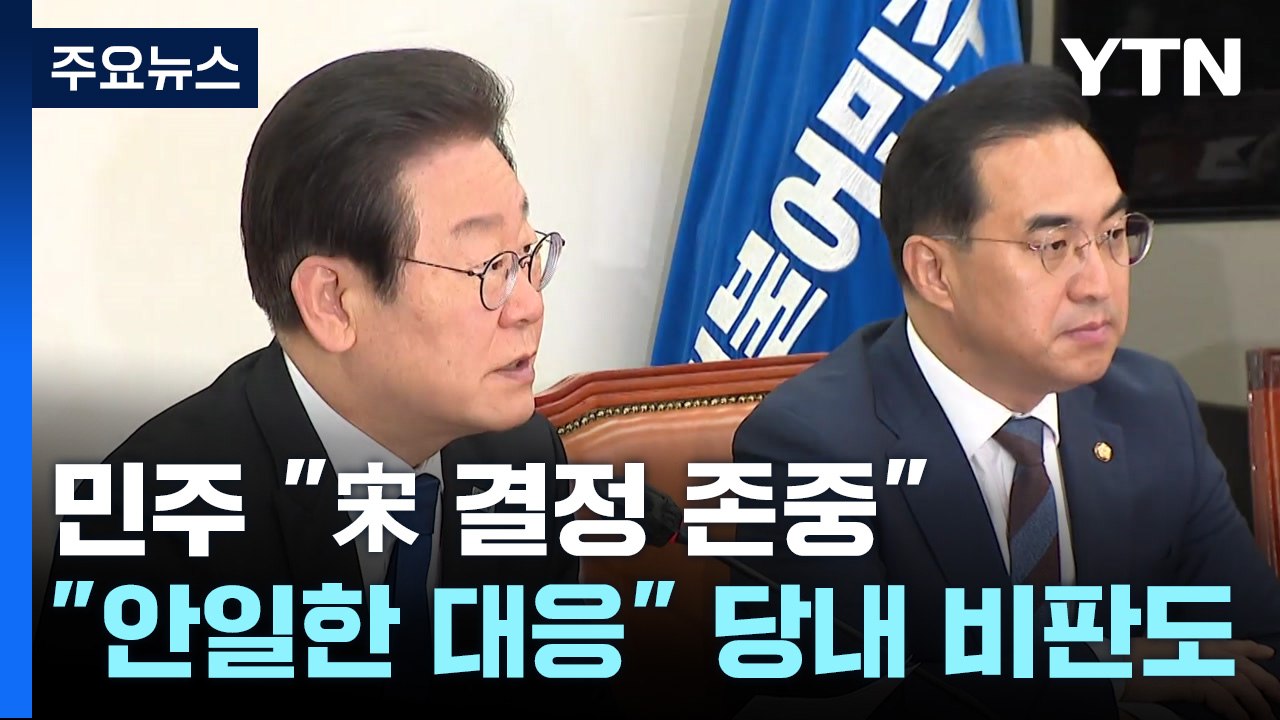 민주 "宋 결정 존중"..."안일한 대응" 당내 비판도 / YTN