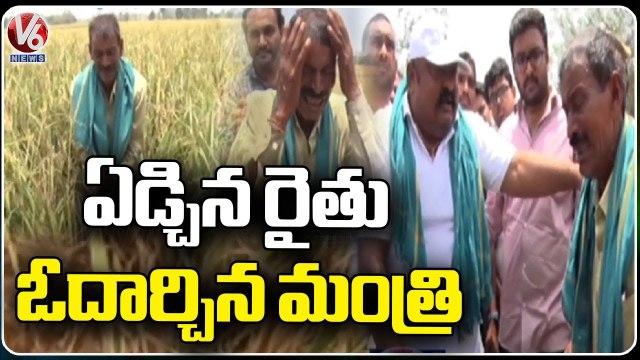 Minister Gangula Kamalakar Inspects Crop Damage _ Karimnagar _ V6 News