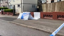 Police forensics and tent up at Condor Grove, Blackpool