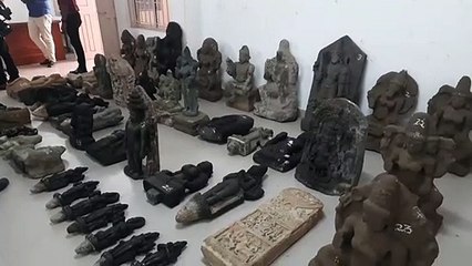 VIDEO: घर के बगीचे में दबाकर रखी गई 9वीं-10वीं शताब्दी की 55 मूर्तियां बरामद