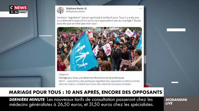 Dix ans après le vote, le sénateur Stéphane Ravier explique dans Morandini Live pourquoi il est toujours opposé au mariage pour tous: Le mariage doit être réservé à un homme et une femme - Regardez