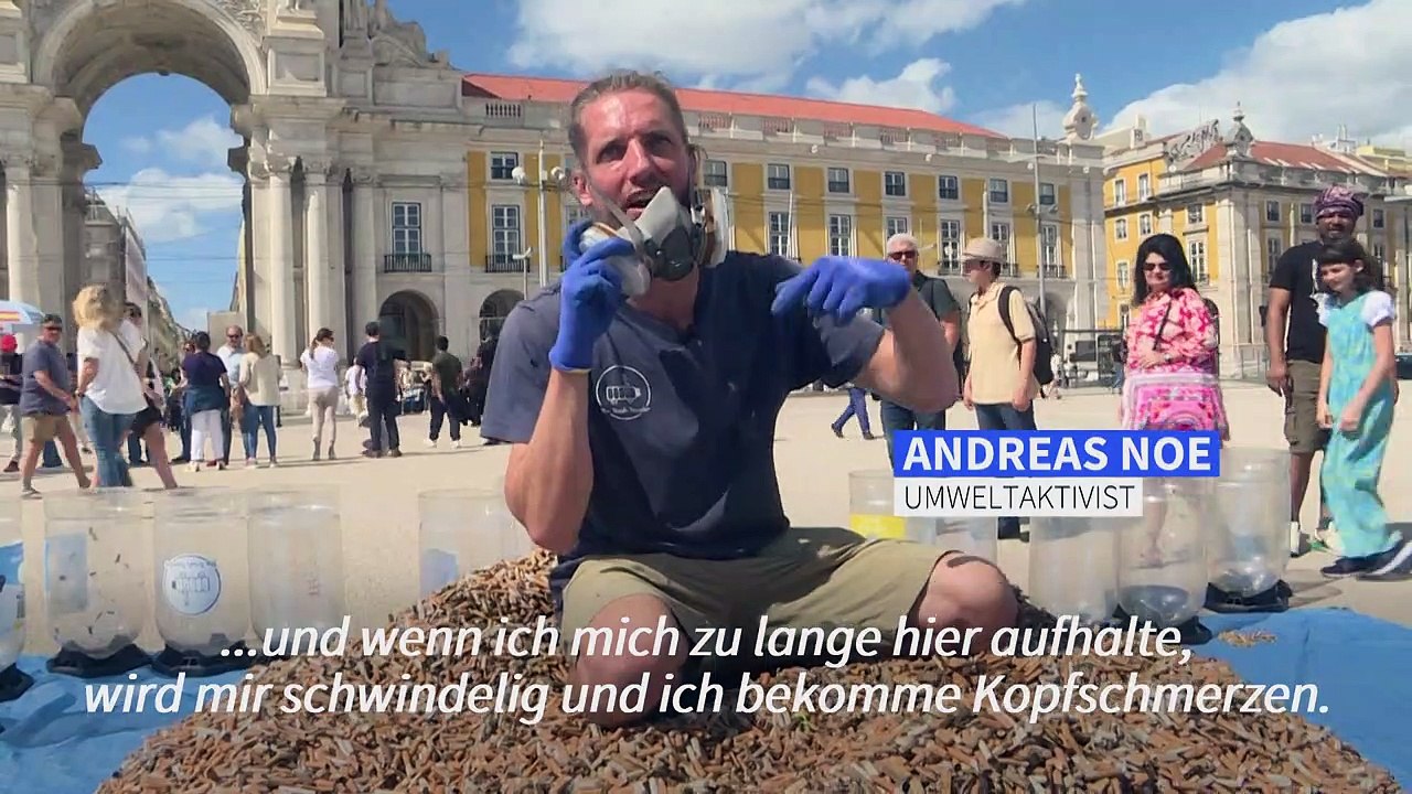 Kippen als "giftmüll": umweltaktivisten häufen 650.000 zigarettenstummel auf