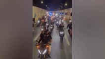 Napoli fans on motorbikes escort team bus through city at 3am after Juventus win
