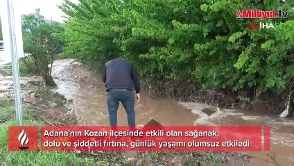 Kozan'da sağanak ve dolu günlük yaşamı olumsuz etkiledi