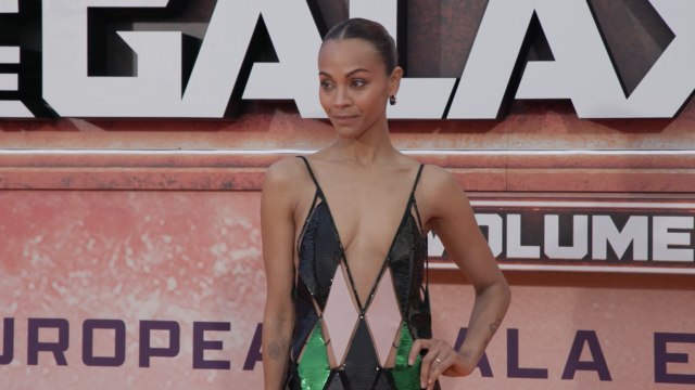 Zoe Saldaña's Sheer Checkered Dress Had the Lowest Plunging Neckline