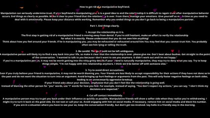 How to get rid of a manipulative boyfriend.