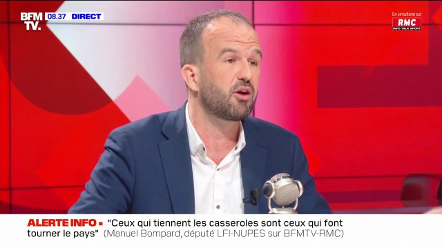 Retraites: Je leur dis continuez, lâchez rien Manuel Bompard (LFI) s'adresse aux manifestants