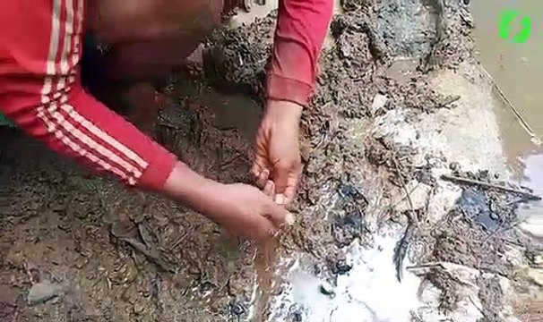 Ce pecheur sort quelque chose d'incroyable de la boue