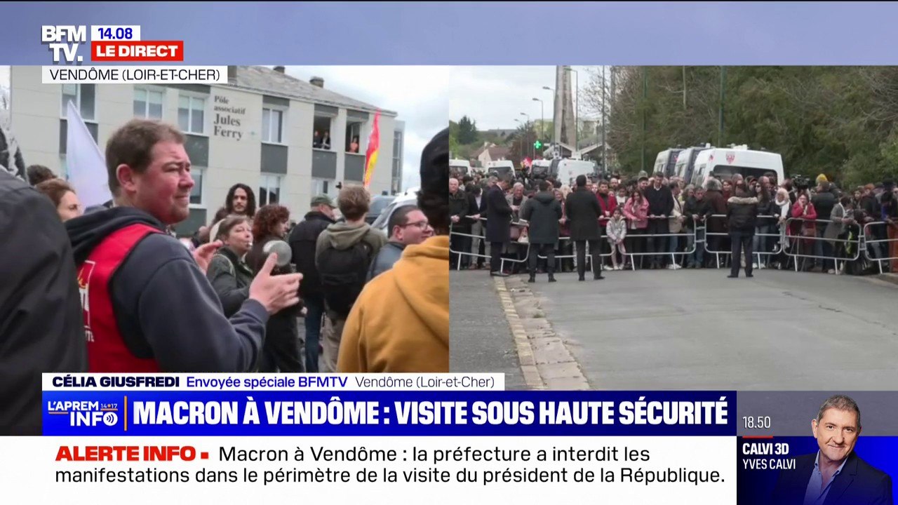 "On ne peut pas parler donc on fait du bruit": Emmanuel Macron accueilli au bruit des casseroles à Vendôme, dans le Loir-et-Cher