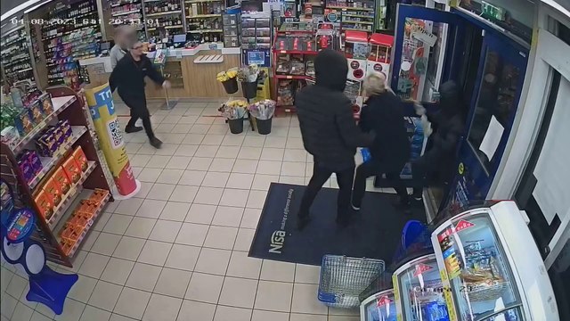 Watch moment shopkeeper tackles attempted robber and smacks him in the gob