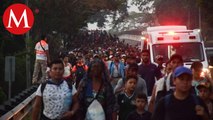 Caravana migrante reanuda caminata en Chiapas, avanza por Huixtla