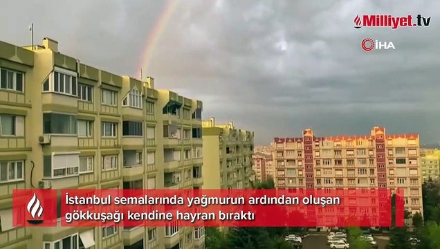İstanbul semalarında oluşan gökkuşağı görsel şölen oluşturdu