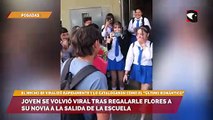 Joven se volvió viral tras regalarle flores a su novia a la salida de la Escuela