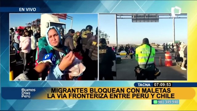 ¡Exclusivo! Enfrentamiento entre migrantes y policías en la vía fronteriza entre Perú y Chile