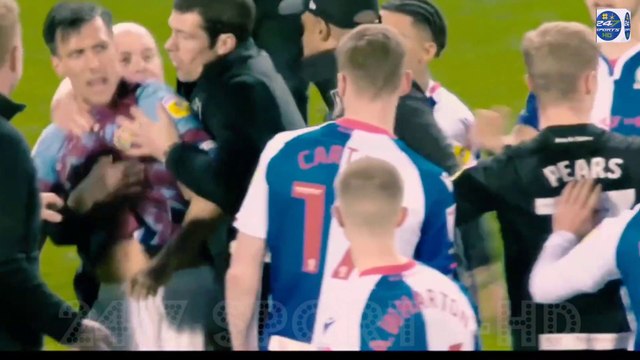 Burnley and Blackburn players clash after Clarets crowned champions Burnley celebrate championship