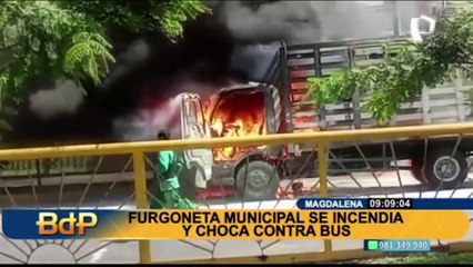 Magdalena del Mar: Furgoneta municipal se incendia en la avenida Brasil