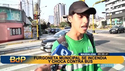 Magdalena del Mar: Furgoneta municipal se incendia en la avenida Brasil