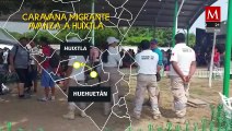 Caravana migrante reanuda caminata en Chiapas; avanza hacia Huixtla