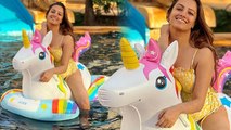 Anita Hassanandani Yellow Monokini Look में Inside Swimming Pool Video Viral | Boldsky