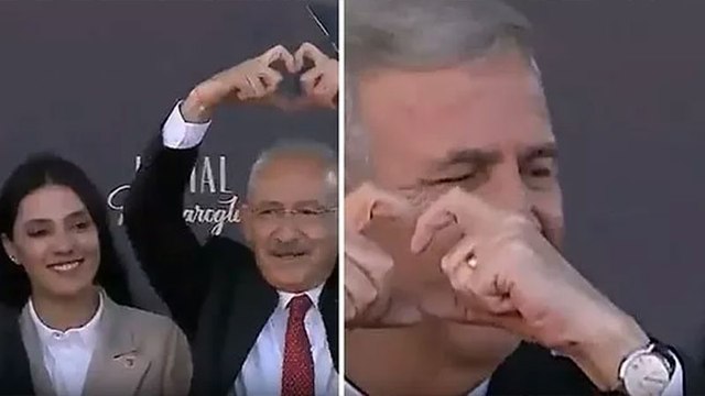 Mansur Yavaş’ın Kılıçdaroğlu’na bakıp kalp yapmaya çalıştığı anlar sosyal medyada gündem oldu
